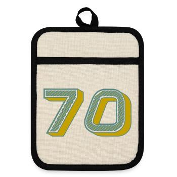 70. 70 YEARS. 70th ANNIVERSARY. 70 YEARS ANNIVERSARY. - Pot holders with rubber back - linen/black  - Front