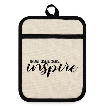 RÊVER. CRÉER. PARTAGER. inspirer - Maniques avec dos en caoutchouc - lin/noir  - Devant