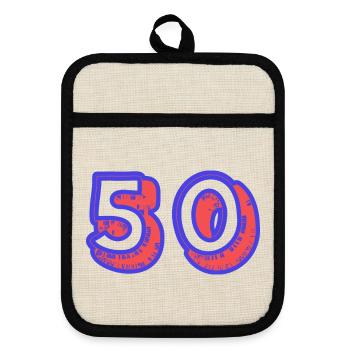 50. 50 YEARS. 50th ANNIVERSARY. 50TH ANNIVERSARY. - Pot holders with rubber back - linen/black  - Front