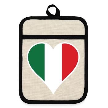 Coeur d'Italie avec cadre blanc - Maniques avec dos en caoutchouc - lin/noir  - Devant