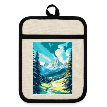 St Moritz Switzerland Vintage Travel Poster WPA - Pot holders with rubber back - linen/black  - Front
