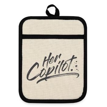 Her Copilot - Pot holders with rubber back - linen/black  - Front