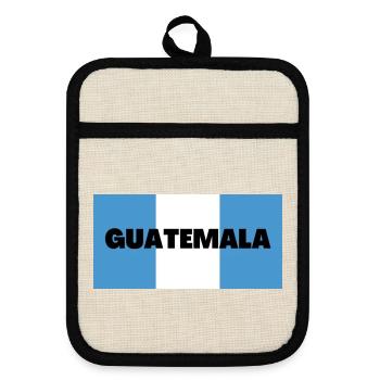 Guatemala dans Les couleurs du drapeau guatémaltèque - Maniques avec dos en caoutchouc - lin/noir  - Devant