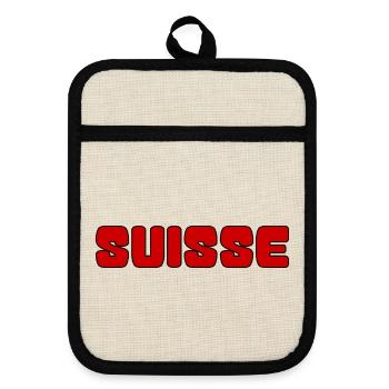 SWITZERLAND. COUNTRY. GENEVA. SWITZERLAND. HUMOR. COUNTRY - Pot holders with rubber back - linen/black  - Front