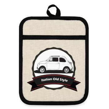 500 - Pot holders with rubber back - linen/black  - Front