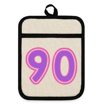 90. 90 ANS. 90e ANNIVERSAIRE. ANNIVERSAIRE 90 ANS. - Maniques avec dos en caoutchouc - lin/noir  - Devant