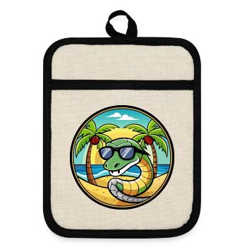 Snake Funny Cartoon Summer Beach Sunglasses Cool - Pot holders with rubber back - linen/black  - Front