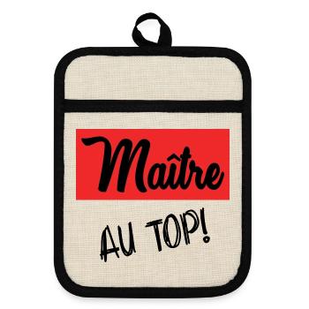 MEISTER. MEISTER. VIELEN DANK. DANKE, MEISTER - Topflappen mit Gummirückseite - Leinen/Schwarz  - Vorne