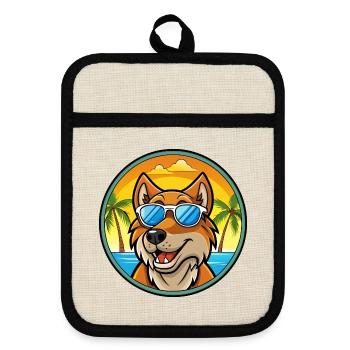 Harrier Chien Race Dessin Animé Lunettes de Soleil Plage - Maniques avec dos en caoutchouc - lin/noir  - Devant