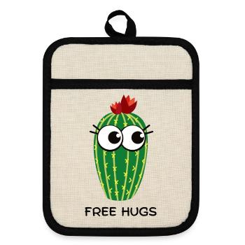 free hugs cactus - Topflappen mit Gummirückseite - Leinen/Schwarz  - Vorne