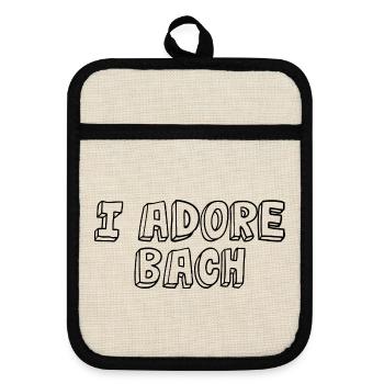 Johann Sebastian Bach T-Shirt funny saying - Pot holders with rubber back - linen/black  - Front
