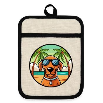 Ungarische Vizsla Hunderasse Cartoon Sonnenbrille Strand - Topflappen mit Gummirückseite - Leinen/Schwarz  - Vorne