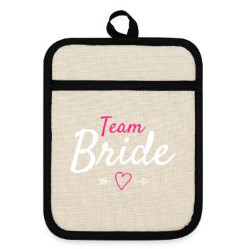 Team Braut - Topflappen mit Gummirückseite - Leinen/Schwarz  - Vorne