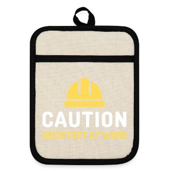 architekt at work - Topflappen mit Gummirückseite - Leinen/Schwarz  - Vorne