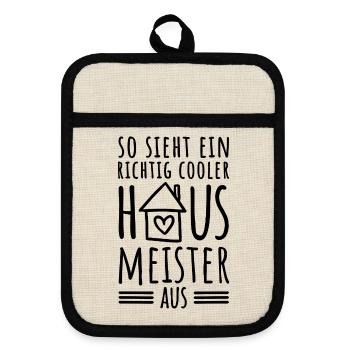 So sieht ein richtig cooler Hausmeister aus - Topflappen mit Gummirückseite - Leinen/Schwarz  - Vorne
