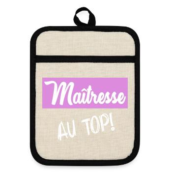 VIELEN DANK. GELIEBTE - Topflappen mit Gummirückseite - Leinen/Schwarz  - Vorne