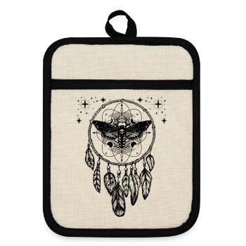 Tarot card occult astrology gothic esoteric - Pot holders with rubber back - linen/black  - Front