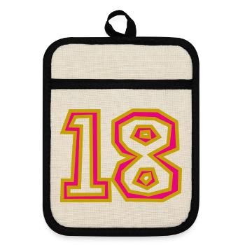 18 - Pot holders with rubber back - linen/black  - Front