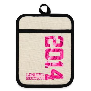 12. GEBURTSTAG PINK LIMITED EDITION 2014 - Topflappen mit Gummirückseite - Leinen/Schwarz  - Vorne
