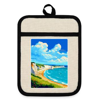 Isle Of Wight Vintage Travel Poster WPA Souvenir - Pot holders with rubber back - linen/black  - Front