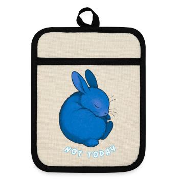 Rabbit - Nicht heute - Topflappen mit Gummirückseite - Leinen/Schwarz  - Vorne