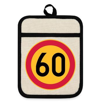 60 Limit / Tempolimit - Topflappen mit Gummirückseite - Leinen/Schwarz  - Vorne
