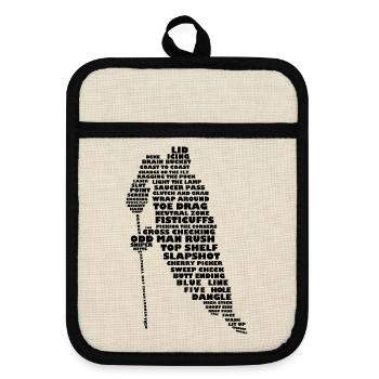 Hockey Player Word Art - Pot holders with rubber back - linen/black  - Front
