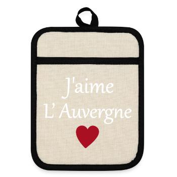 J'aime l'auvergne - Maniques avec dos en caoutchouc - lin/noir  - Devant