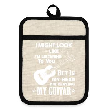Guitar Player Gitarrenspieler Spruch - Topflappen mit Gummirückseite - Leinen/Schwarz  - Vorne