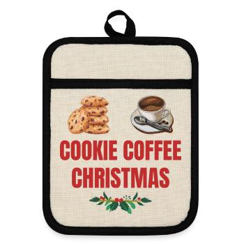 Cookie Café Réveillon de Noël - Maniques avec dos en caoutchouc - lin/noir  - Devant