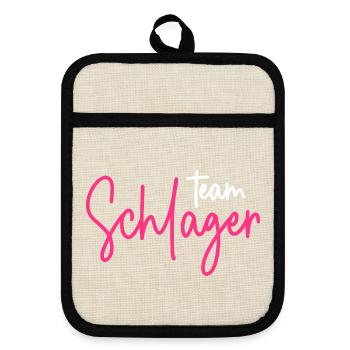 Team Schlager - Topflappen mit Gummirückseite - Leinen/Schwarz  - Vorne