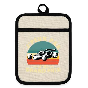 I can't I have great price - Pot holders with rubber back - linen/black  - Front