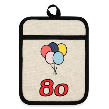 80. 80 ANS. 80e ANNIVERSAIRE. ANNIVERSAIRE 80 ANS. - Maniques avec dos en caoutchouc - lin/noir  - Devant