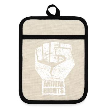 ANIMAL RIGHTS VEGAN - Topflappen mit Gummirückseite - Leinen/Schwarz  - Vorne