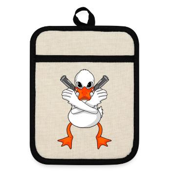 Canard avec pistolet - Maniques avec dos en caoutchouc - lin/noir  - Devant