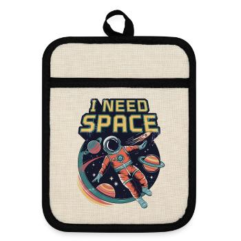 I Need Space - Pot holders with rubber back - linen/black  - Front