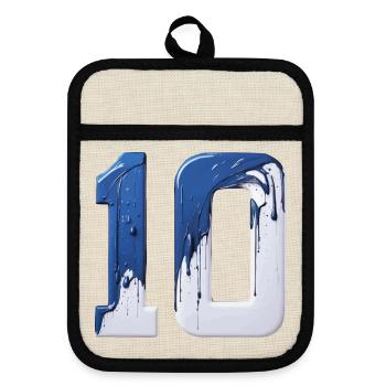 NON. 10 NUMÉRO 10 BLEU BLANC 10E ANNIVERSAIRE - Maniques avec dos en caoutchouc - lin/noir  - Devant