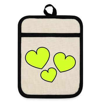 ICH LIEBE DICH. ICH LIEBE DICH. LIEBE. LIEBE. HERZ - Topflappen mit Gummirückseite - Leinen/Schwarz  - Vorne