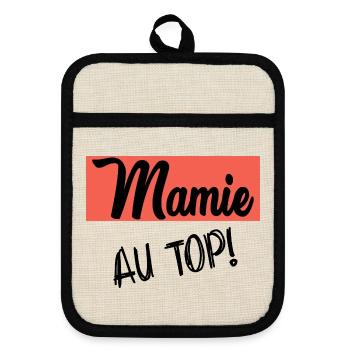 MAMIE - Maniques avec dos en caoutchouc - lin/noir  - Devant