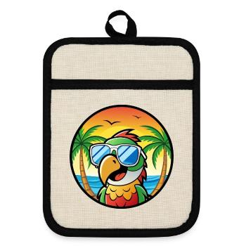 Perroquet Drôle Dessin Animé Plage Été Lunettes De Soleil Cool - Maniques avec dos en caoutchouc - lin/noir  - Devant