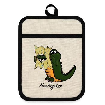 Navigator - Pot holders with rubber back - linen/black  - Front