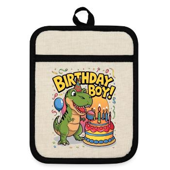Birthday Boy - Pot holders with rubber back - linen/black  - Front