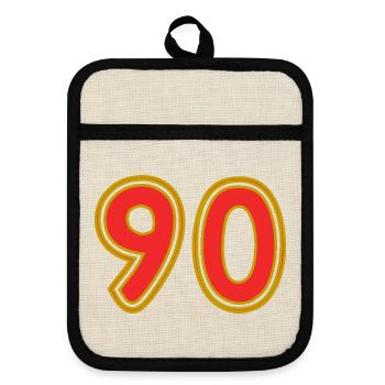 90. 90 JAHRE. 90-JÄHRIGES JUBILÄUM. 90-JÄHRIGES JUBILÄUM. - Topflappen mit Gummirückseite - Leinen/Schwarz  - Vorne