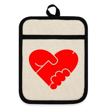 Heart Penis Gift Masturbate Valentine's Day - Pot holders with rubber back - linen/black  - Front