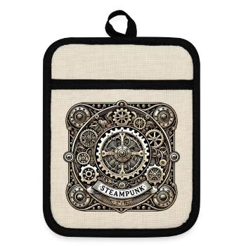 Steampunk Logo - Maniques avec dos en caoutchouc - lin/noir  - Devant