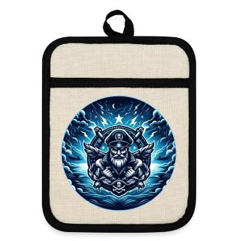 Captain in the Storm Logo - Pot holders with rubber back - linen/black  - Front