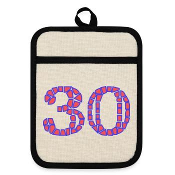 30. 30 ANS. 30e ANNIVERSAIRE. ANNIVERSAIRE 30 ANS. - Maniques avec dos en caoutchouc - lin/noir  - Devant