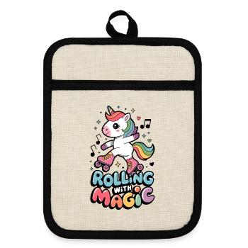 Rolling With Magic - Pot holders with rubber back - linen/black  - Front