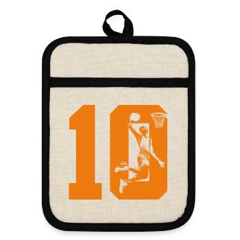 NUMBER 10 BASKETBALL 10TH BIRTHDAY - Pot holders with rubber back - linen/black  - Front