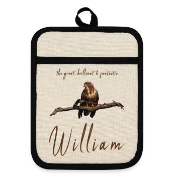 William Willi Geburtstag William - Topflappen mit Gummirückseite - Leinen/Schwarz  - Vorne